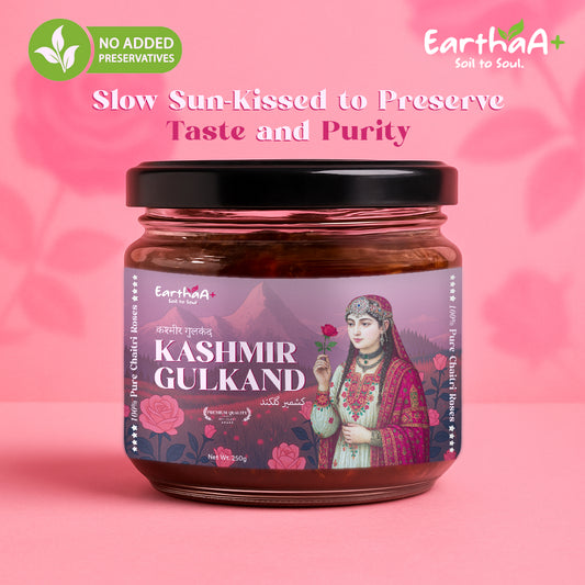 Earthaa - Natural Kashmir Gulkand (250 G) | Rose Petal Jam Made Without Refined Sugar | Sweetened with Mishri | Natural & Traditional Preserve | Desi Gulab Gulkand